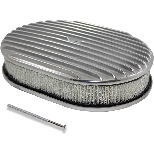 WINNEWFUTURE 12"x 3" Oval Full Finned polishe Aluminum Air Cleaner