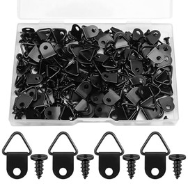 100 Pcs D Ring Picture Hangers,Small Triangle Ring with 100pcs 8mm Screws,Picture Frame Hangers Picture Hooks D Rings for Clock,Decoration,Mirror, Paintings, Artwork Picture Frame (Black)