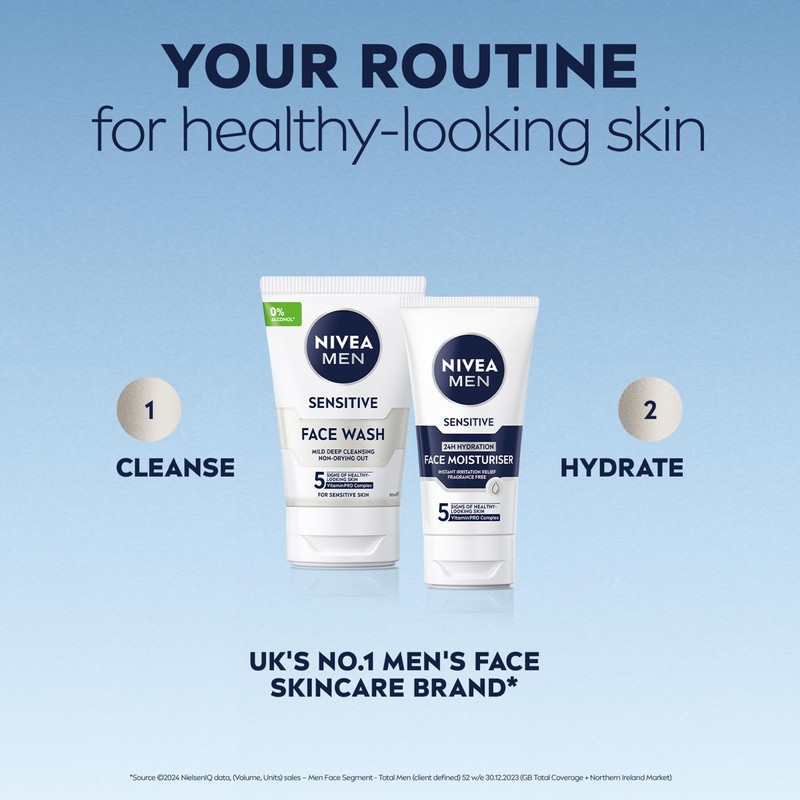 NIVEA MEN Sensitive Face Wash with Zero Percent Alcohol (100