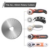 45mm Rotary Cutter Blades Set, Fits Fiskars, Olfa, Truecut, Martelli