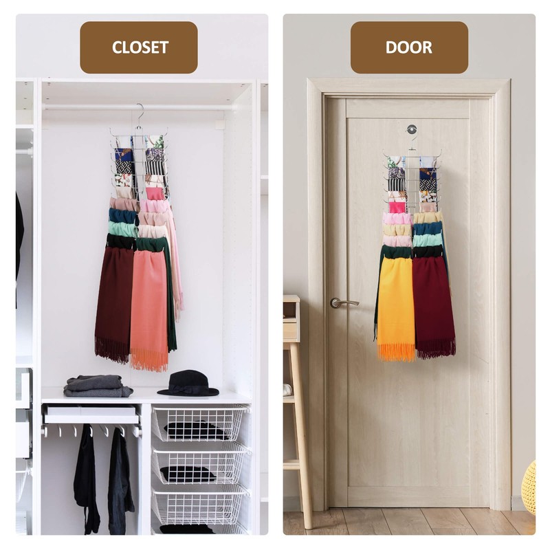 ZEDODIER Scarf Organizer Scarf Hanger for Closet, 2 Pack Rotatable