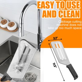 2 Pack Cabbage Chopper Shredder, Cabbage Slicer for Coleslaw, Stainless Steel Kitchen Lettuce Shredder Knife with Handle (Black)