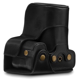 MegaGear MG1535 Nikon D3500 Ever Ready Kameratasche und Trageriemen, Leder, kompakt, Schwarz