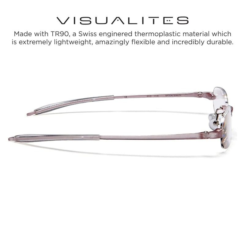 Visualites 5 Pearl 2.25 Lightweight Oval Rimless Reading Glasses for