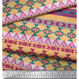 Soimoi Rayon Crepe Fabric Ikat Southwestern Fabric Prints By metre 46 Inch Wide