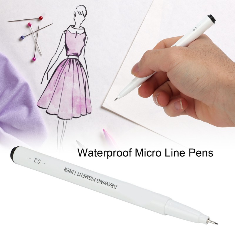 10Pcs Waterproof Micro Line Pens Strong Coverage Black Micro Pens