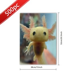 500 Pieces Axolotl Jigsaw Puzzle Adult Wooden Puzzle Cute Salamander Puzzle DIY Modern Wall Art Picture Modern Art Home Decoration Creative Gifts 20x15 Inch
