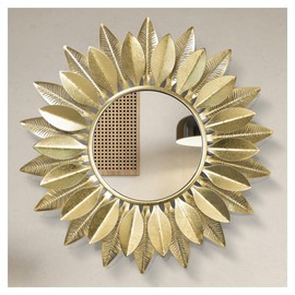 HEBOIX 24" Handmade Sunburst Gold Wall Mirror Flower Design,Luxury Decorative Mirrors for Wall Decor Entryway/Dining Room/Kitchen