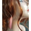 Rose Pink Feather Earrings - Handmade Slim Look