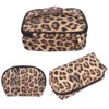 3pcs Makeup Cosmetic Storage Bag PU Leather Waterproof Zipper Closure