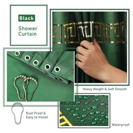 XLHOMO Bathroom Sets with Shower Curtain and Rugs Bathroom Accessories Set Hunter Green Bathroom Set,Soap Dispenser & Toilet Brush Holder Set with Stainless Steel Trash Can
