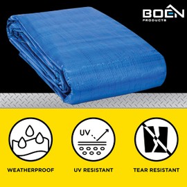 Multi-Purpose Large Tarp Waterproof Cover | Blue, 9' x 12' 5 Mil Thick | Rip Proof Tarps | Thick Weave Material, UV Resistant Great for Tarpaulin Canopy Tent, Boat, RV or Pool Cover