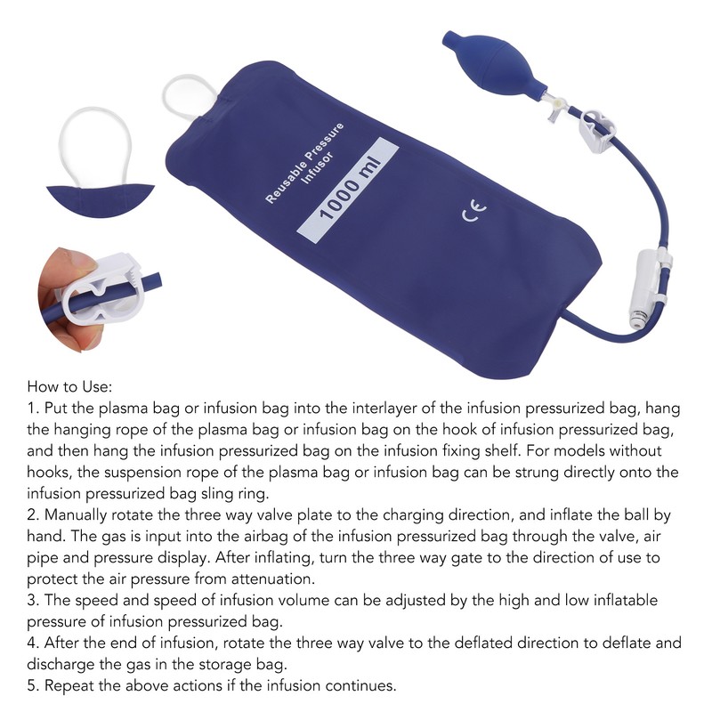 Pressure Infusion Bag 1000ml TPU Cloth Good Air Tightness Reusable