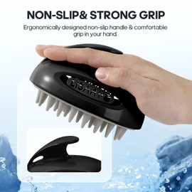 LISAAVO LISAAVO Hair Massager Scalp 3 in1 Scalp Scrubber Silicone Scalp Massager with Three Bristles-Soft, Medium and Hard Scalp Massager Brush for Men Women and Pets,Black