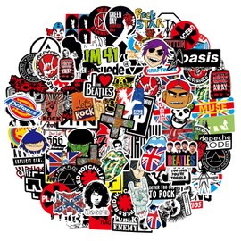 EXIN DEHCEN Pack of 204 Punk Rock Band Stickers, Skateboard Stickers, Metal Sticker Set, Waterproof Vinyl Guitar Classic Rock Stickers, Sticker Bomb for Laptop, Scrapbook, Car, Motorcycles,