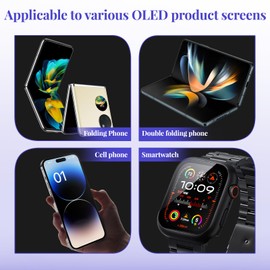 Venivhore OLED Mobile Phone Display Polarizing Film, 2 Pack, 0.06mm Adhesive OLED Polarizing Film, 5.4 x 6.3 in, Compatible With Folding Phone and Apple Watch OLED Display Screen Machine Replacement