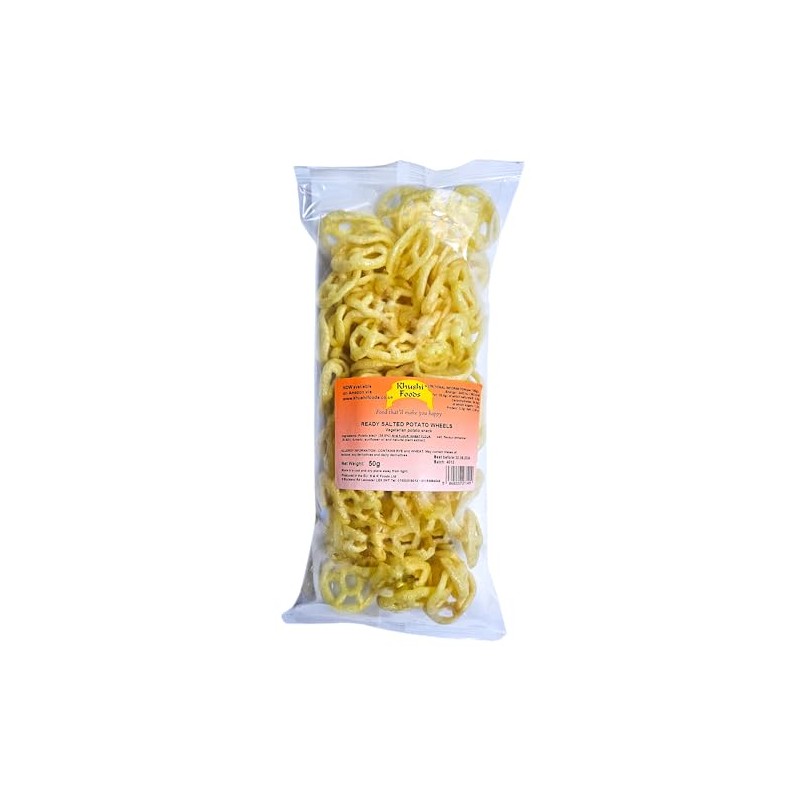 Khushi Foods Ready Salted Potato Wheels (50grx10) Full Box- Party