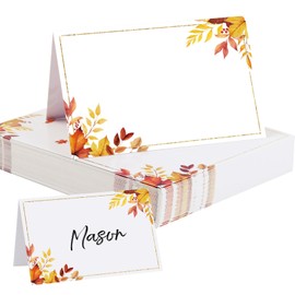 50 Pcs Fall Leaves Place Cards Autumn Activity Name Card for Wedding Season Thanksgiving Party Table Setting Supply
