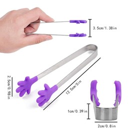 TRKETK Pack of 8 Sugar Tongs Made of Stainless Steel, Multicoloured Stainless Steel Food Tongs, Multifunctional Mini Food Clip with Non-Slip Hand Shape, Mini Gripping Tongs, Food Tongs for Sugar,