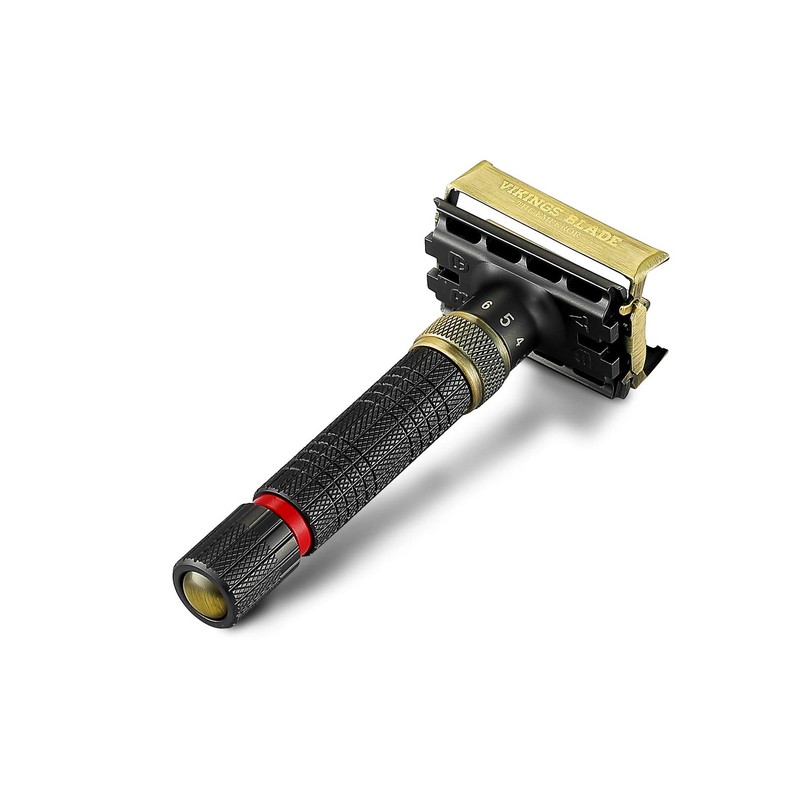VIKINGS BLADE Adjustable Double Edge Safety Razor + Luxury Case.