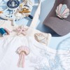 AHANDMAKER 4Pcs 4 Styles Beaded Patch Pink Jellyfish Conch, Shells,