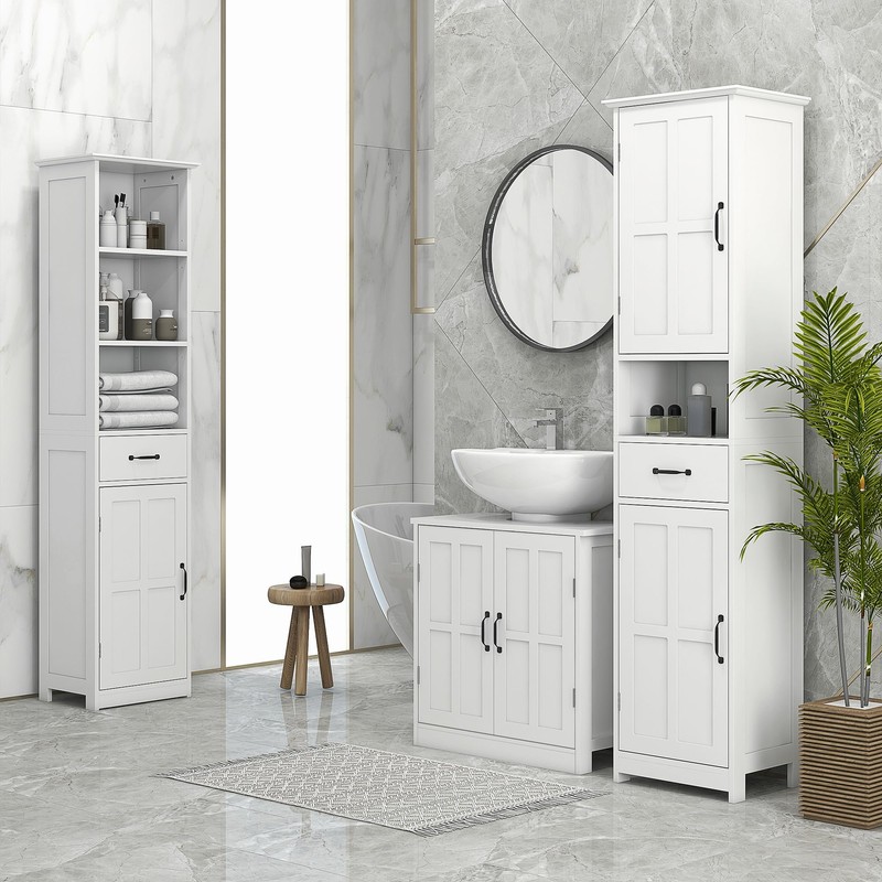 kleankin Pedestal Sink Storage Cabinet, Under Sink Cabinet with 2