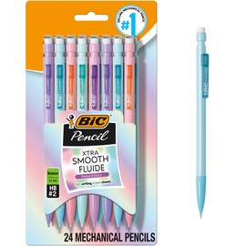 BIC Xtra-Smooth Pastel Mechanical Pencils with Erasers, Medium Point (0.7mm), 24-Count Pack, Bulk Mechanical Pencils for School or Office Supplies