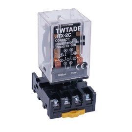 TWTADE/JTX-2C, MK2P-I DPDT Power Relay with Plug-in Terminal Socket Base, AC 12V Coil, 8 Pin 2NO 2NC