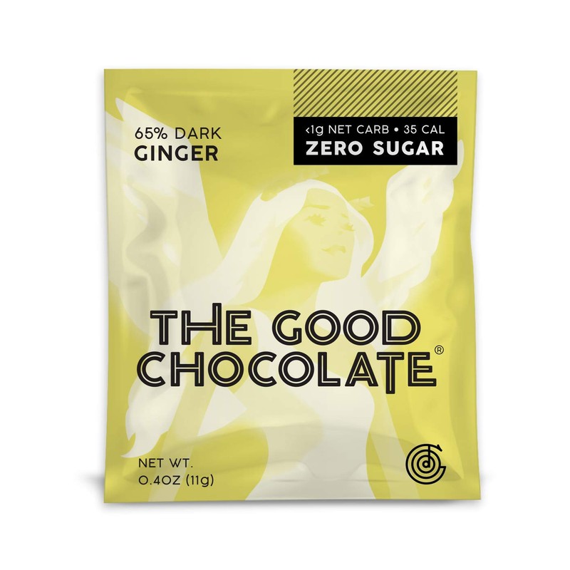 The Good Chocolate - Ginger Chocolate Squares, Zero Sugar, Lower