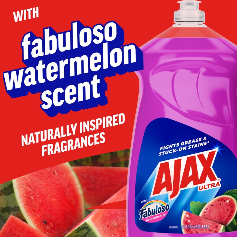 Ajax Ultra Liquid Dish Soap with Fabuloso Watermelon Scent, Fights