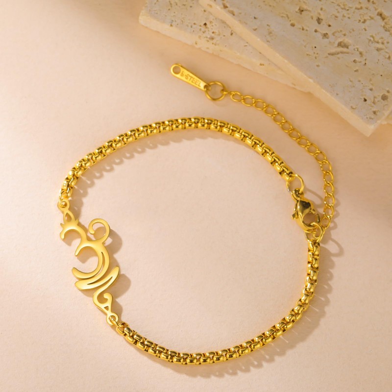 Yoga Breathe Symbol Bracelet for Women Stainless Steel Pendant Adjustable