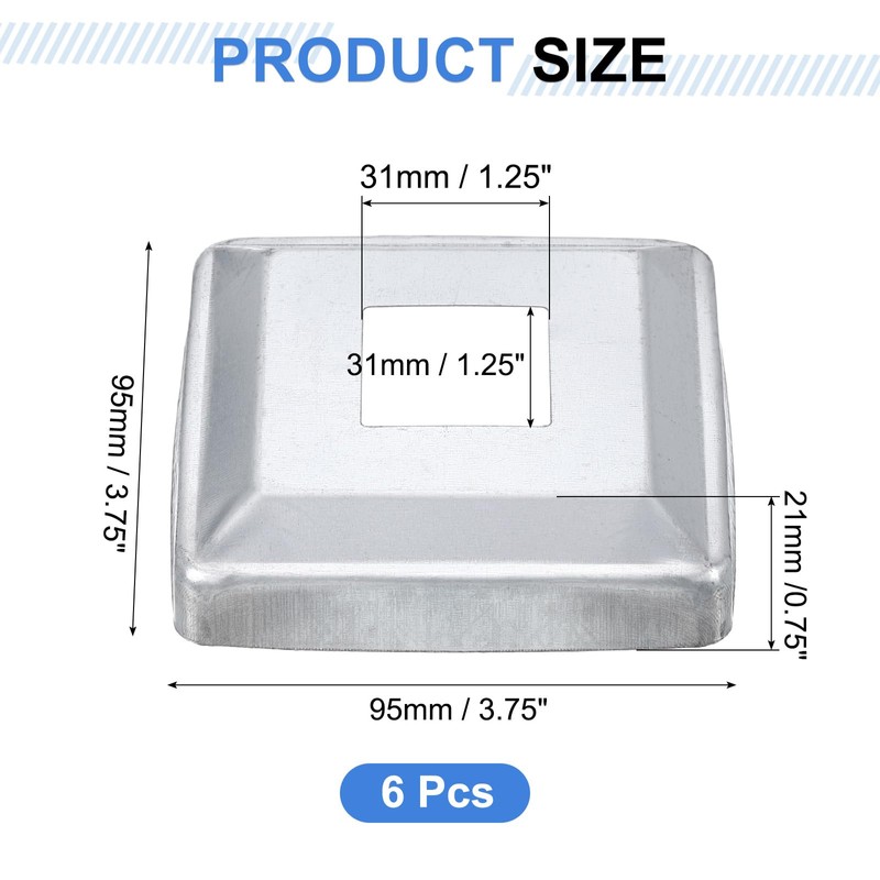 sourcing map 6Pcs Post Base Cover, 3.75"x3.75" (Internal Size 1.2"x1.2")