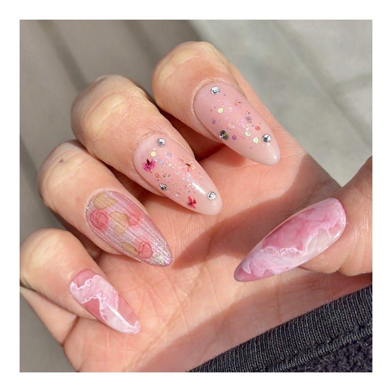 Spring Smell Handmade Nail Tips - Coffin / 봄내음 수제네일팁