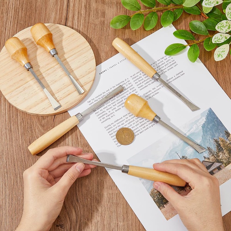 HOBBIESAY 6Pcs Stone Setting Tools Wood Carving Hand Chisel Jewelry