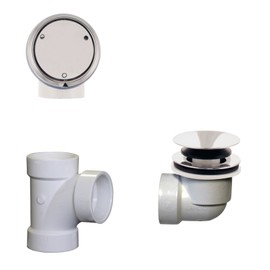 Westbrass Deep Soak Closing Overflow Plumber's Pack with Sch. 40 PVC Elbows and Tee, with an ADA aprroved Tip-Toe Drain, Polished Chrome, D593CHPM-26