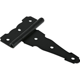 Hardware Essentials 853357 Black Reversible Ornamental T-Hinges (4") - 2 Pack