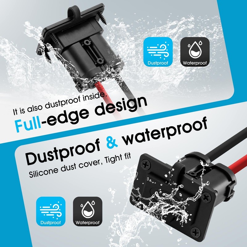 Waterproof 50 Amp Battery Quick Connect Disconnect Kit, 6-8 Gauge