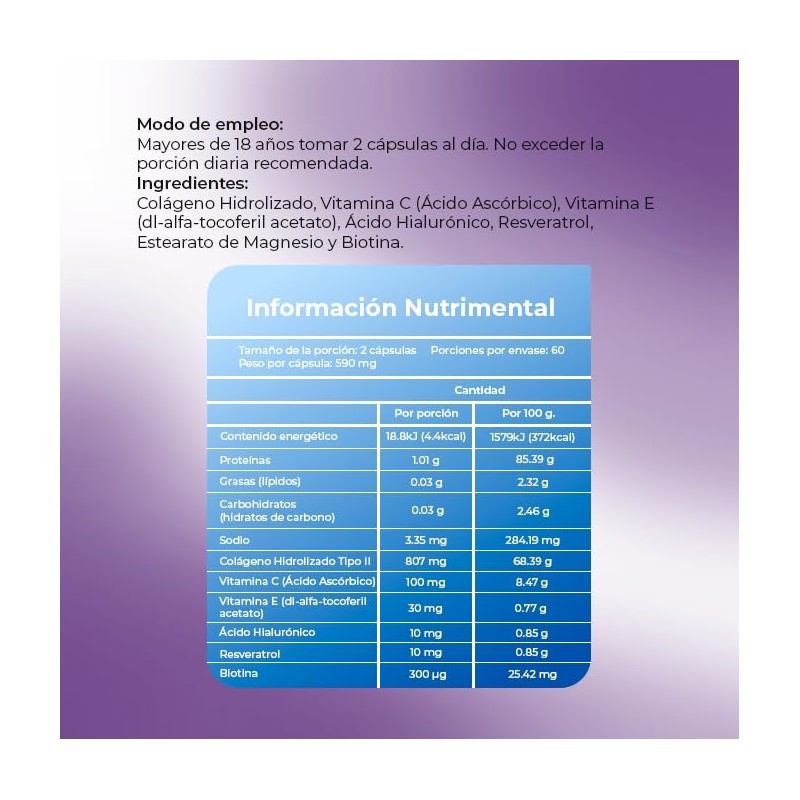 Colágeno Naturagel Complex Mujer Hidrolizado Acido Hialurónico Biotina Resveratrol Vitamina