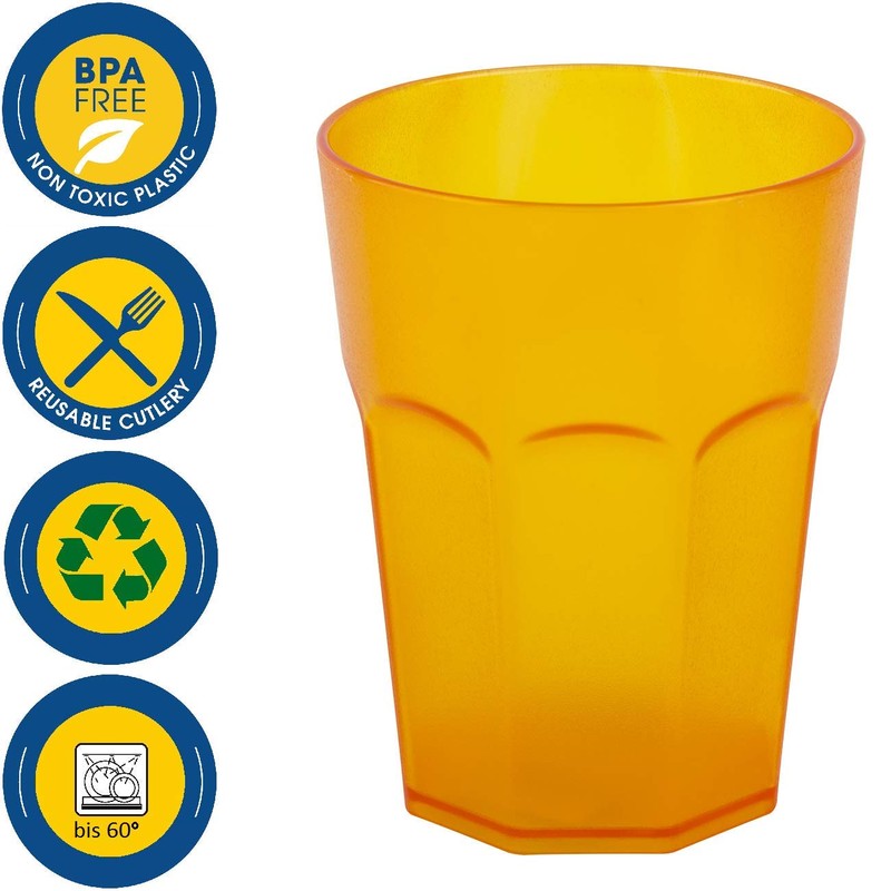 ENGELLAND - 5 x Plastic Cups Drinking Cups Orange Cocktail