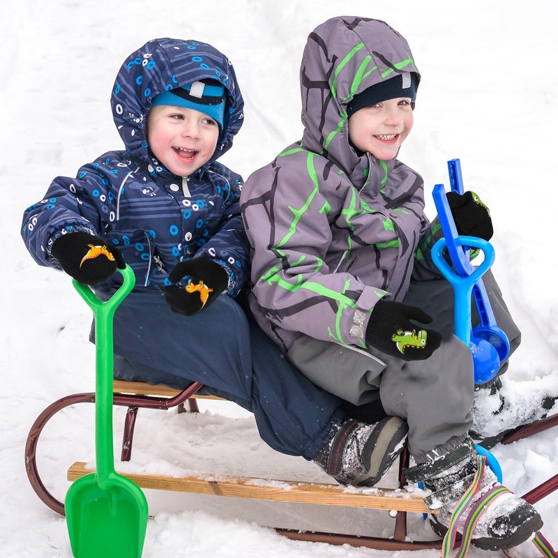 QKURT Toddler Knitted Mittens, 6 Pairs Children's Dinosaur Winter Mittens