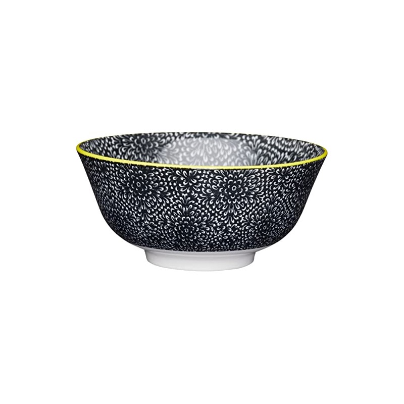 KC Floral Bowl Black 15.7cm