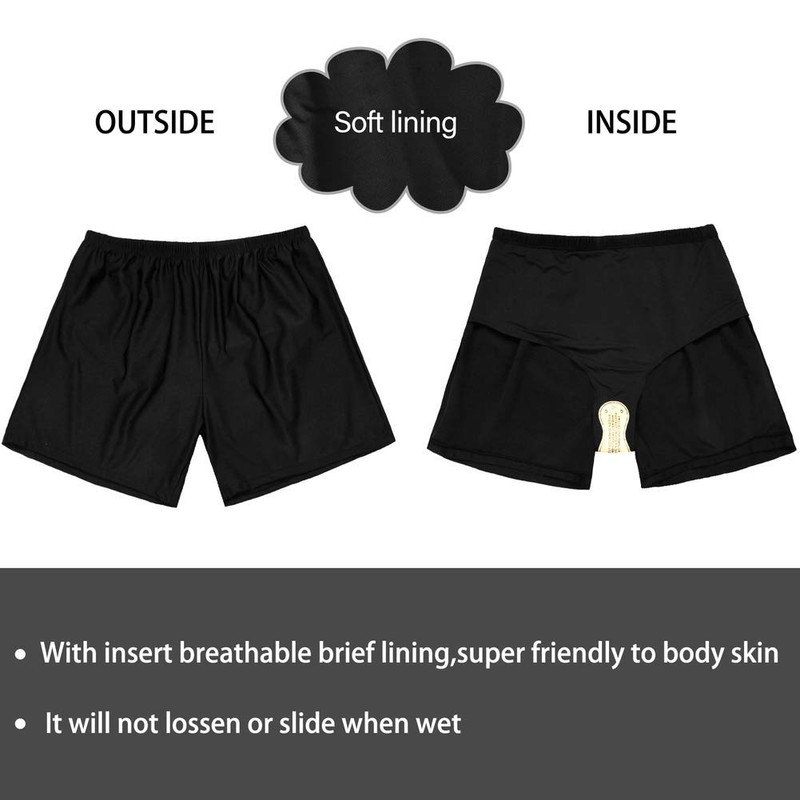 Firpearl - Pantalones cortos de baño deportivos para mujer, Negro