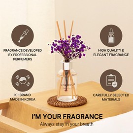 COCODOR Flower Reed Diffuser Set / 3.4oz / White Jasmine/Scent Diffuser with Sticks Home Fragrance Reed Diffuser for Bathroom Shelf Decor