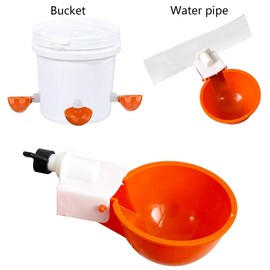 Fayemint Pack of 6 Chicken Drinkers, Automatic Poultry Drinkers, Plastic Chicken Drinkers, for Chickens, Ducks, Pigeons, Turkeys (Orange)
