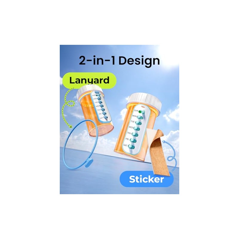 Odaro Reusable Pill Tracker - Lanyard or Sticker Medication Reminder