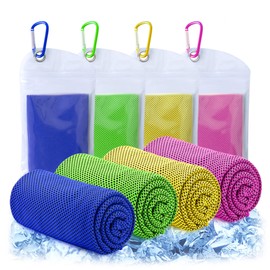 Amgico 4 Packs Cooling Towels(40"x12"), Sweat Towel for Neck and Face, Soft Breathable Instant Cooling Towel for Sport, Yoga, Gym, Workout, Fitness, Running, Travel, Camping (Multicolor)