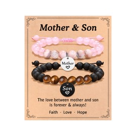 DiRikiss Mother Son Gifts Bracelets for Boys from Mom Mommy and Me Mothers Day Back to School Birthday Christmas Gifts
