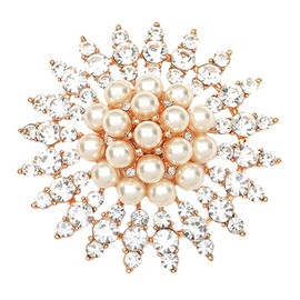 Boho CZ Flower Pearl Cluster Statement Rings for Women Cubir Zirconia Rhinestone Gold Plated Imitation Pearls Exaggerated Expandable Adjustable Open Band Engagement Rings Comfort Fit Elegant Wedding Birthday Jewelry Gift