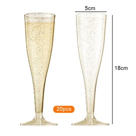 IVEOPPE Plastic Champagne Glasses, Pack of 20, Transparent Champagne Glasses, Plastic, Dessert Cups, Stemed Glasses, 4.5 oz, BPA-Free, Reusable, Reusable Champagne Glasses, for Weddings, Birthdays and