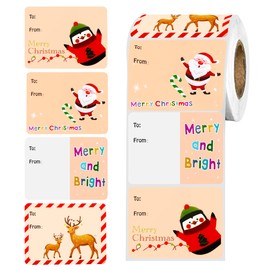 500pcs Christmas Gift Tags Stickers 2 * 1.6Inch,Christmas Labels Christmas Name Tags Christmas Gift Tags Self-Adhesive,Santa Claus Packaging Festival Decoration Label ﻿